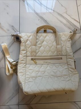 Quilted Cream Women’s Backpack with Gold Accents